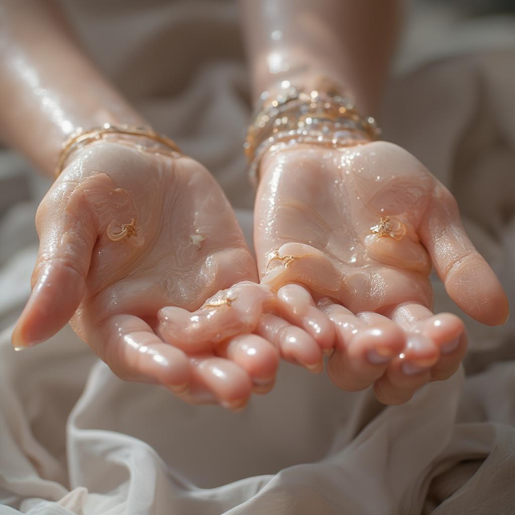 A mother gently holds her baby's tiny hand, highlighting the tender connection between them.