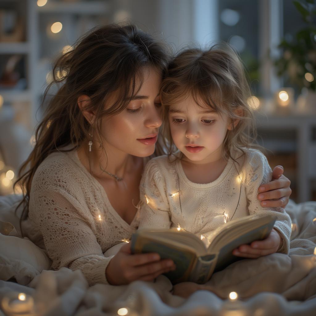 Mother Reading to Child at Bedtime