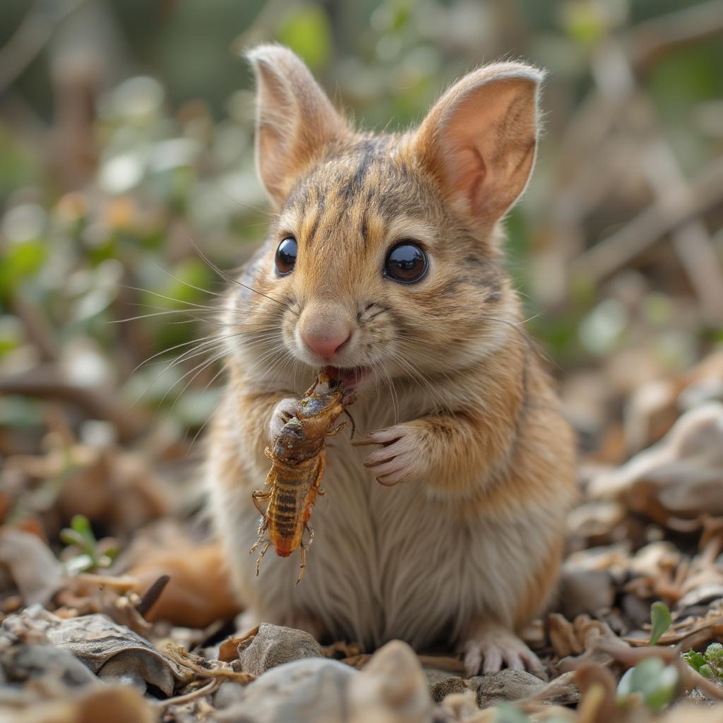 Mouse Consuming an Insect