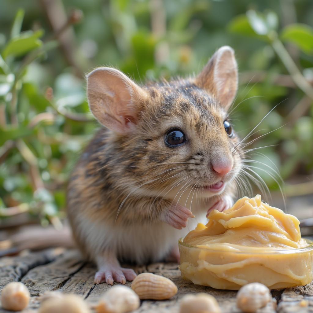 Mouse Eating Peanut Butter