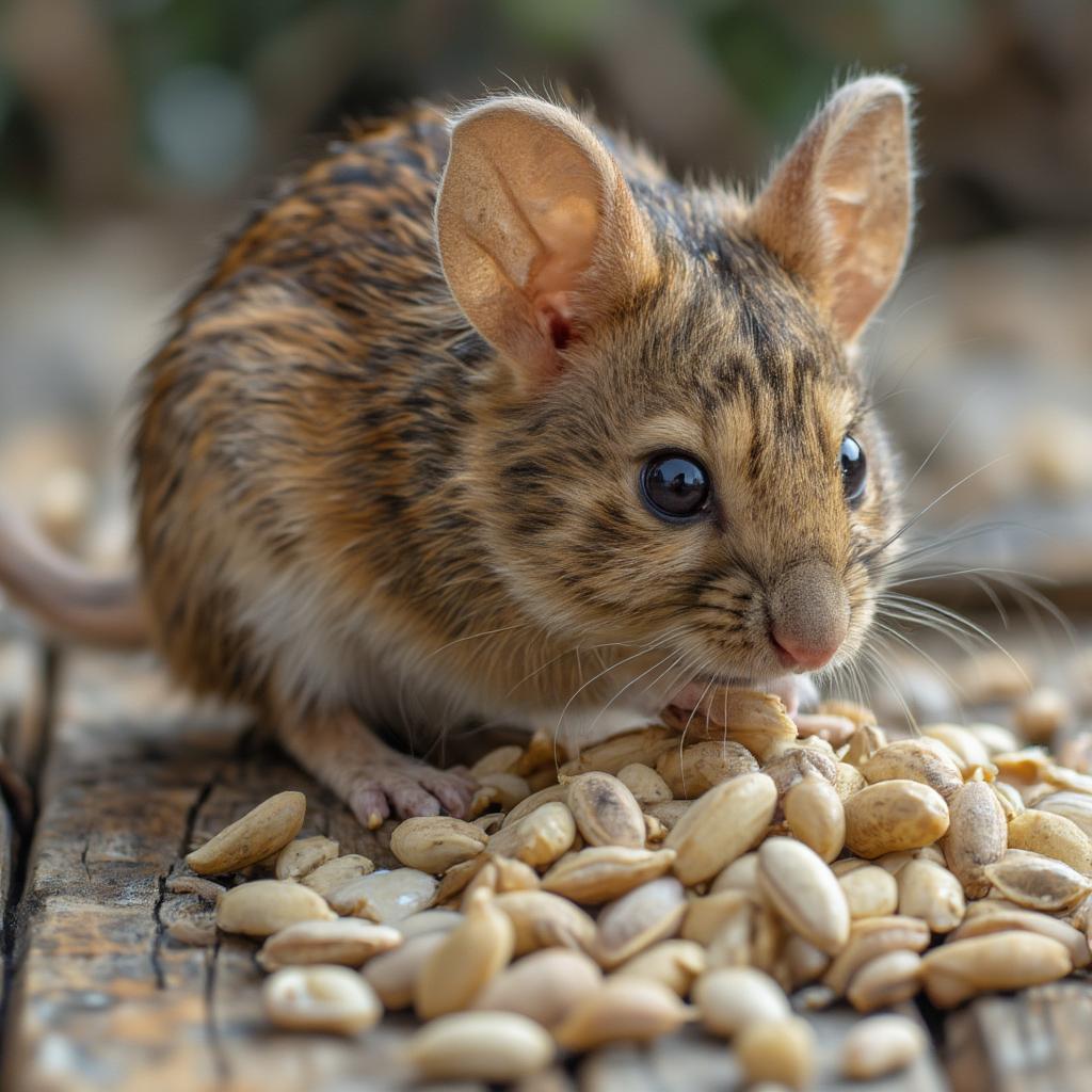 A Mouse Eating Seeds