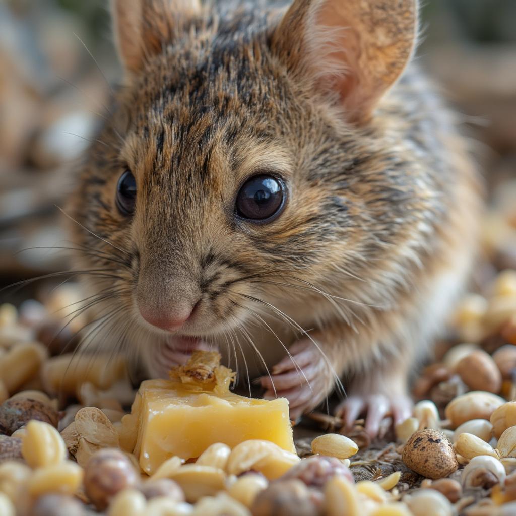 Mouse Enjoying Seeds and Grains