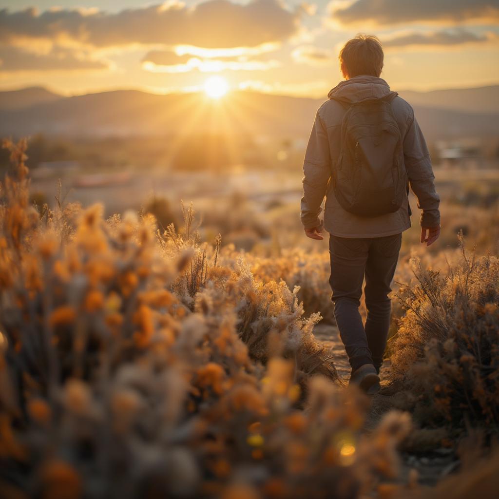 A Person Walking Towards a Bright Future