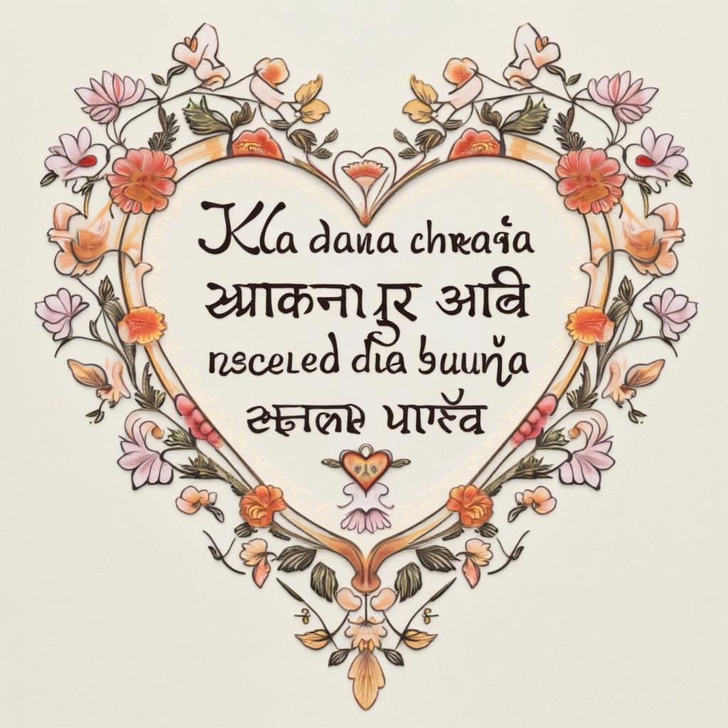 A beautiful calligraphy of a Nepali love quote, adorned with traditional Nepali art elements.