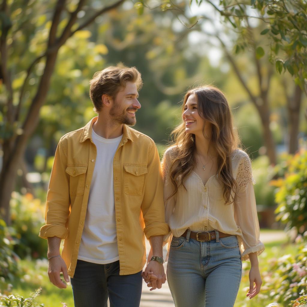 Couple walking hand-in-hand, symbolizing new love found