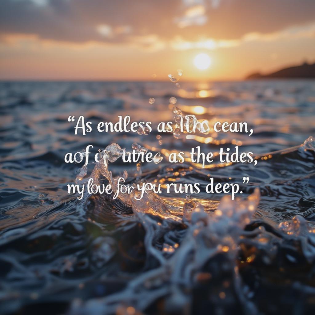 Ocean love quote with a sunset backdrop