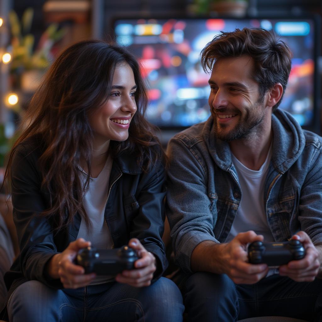 Couple Falling in Love While Playing Online Games