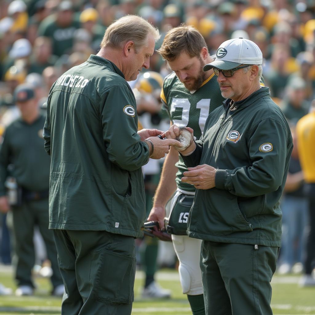 Packers Medical Staff Evaluating a Player