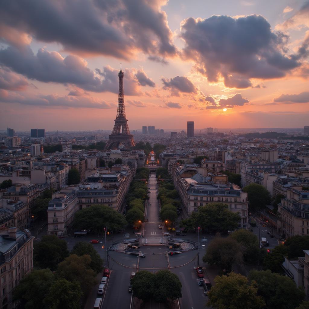 Parisian cityscape with the Eiffel Tower