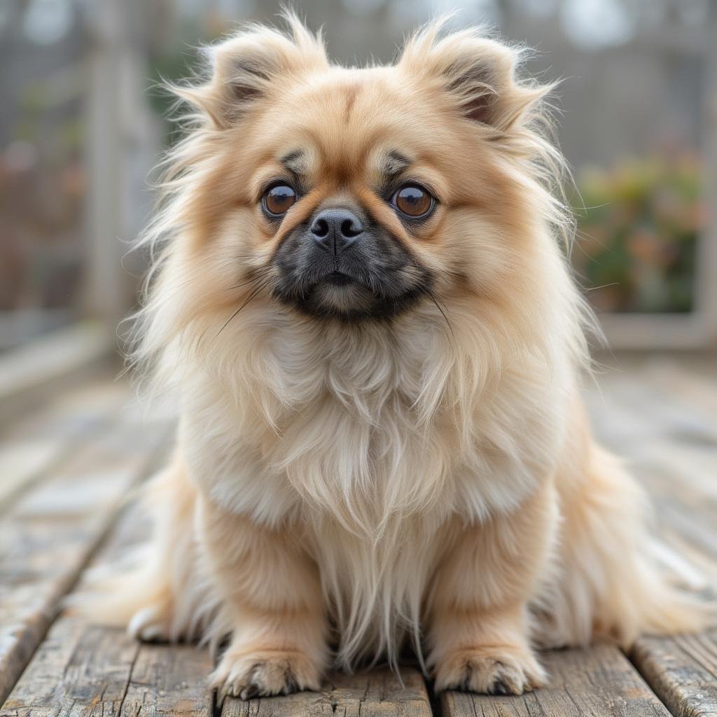 A Pekingese sitting regally, looking dignified and independent.