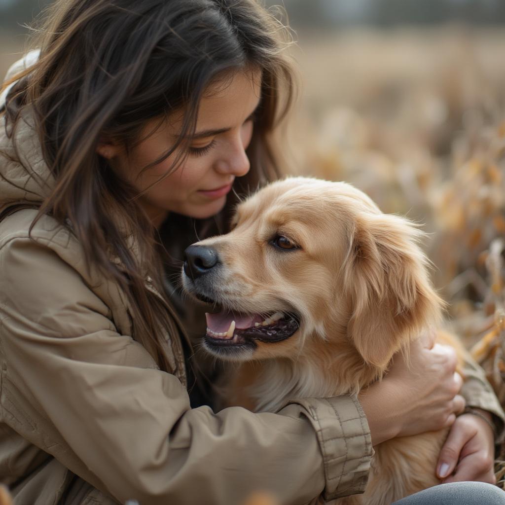 A person hugging their dog, showcasing the strong bond between humans and their furry friends