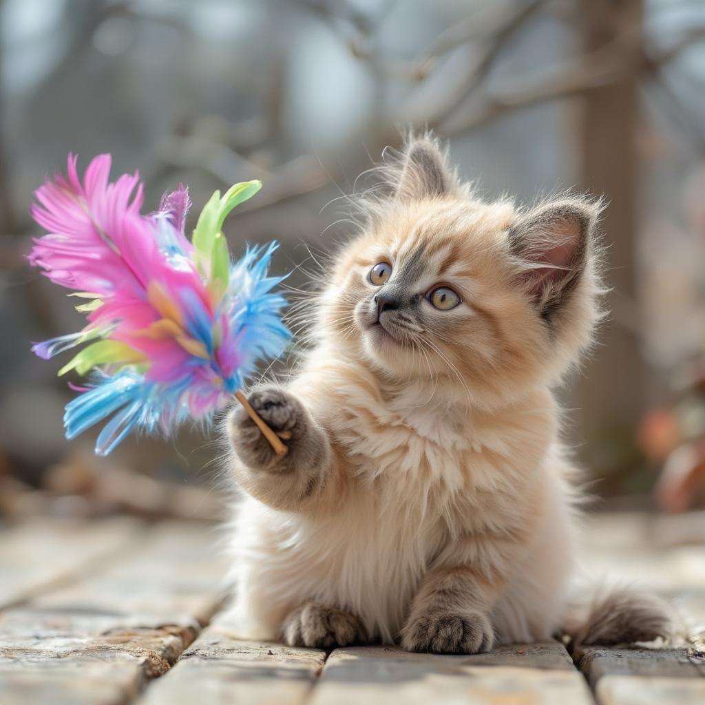 Ragdoll cat playing with a toy