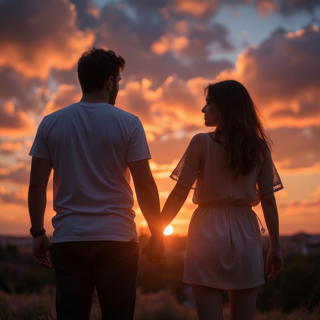 Romantic Love Quotes Capture Couple at Sunset