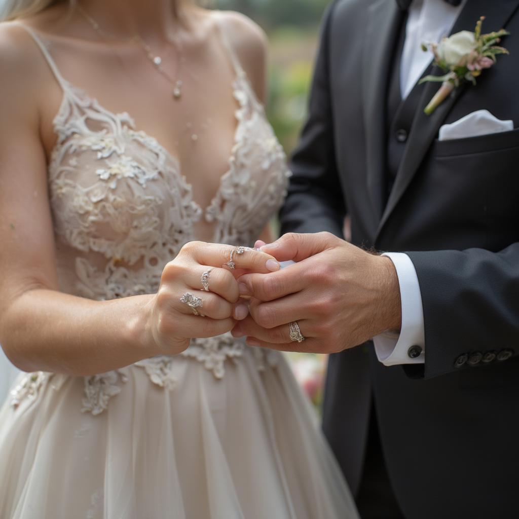 Romantic Exchange of Rings During Wedding Vows