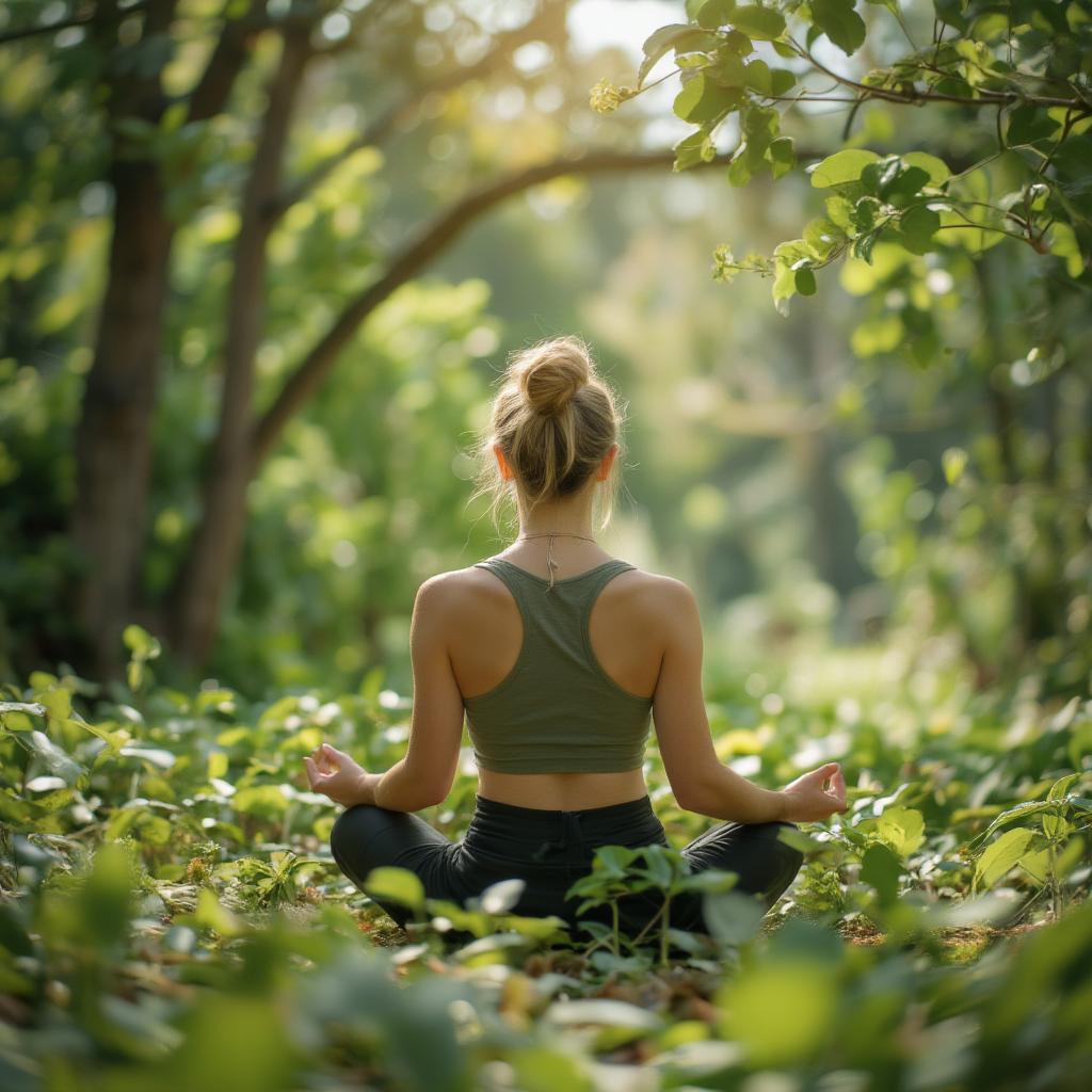 Woman meditating in nature