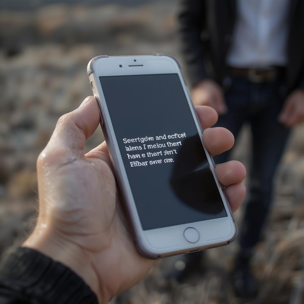 Close-up of a phone screen with a love quote text message.