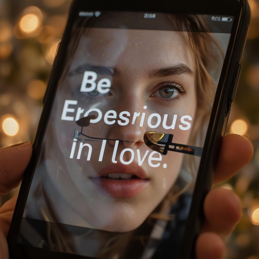 A phone displaying a serious love quote