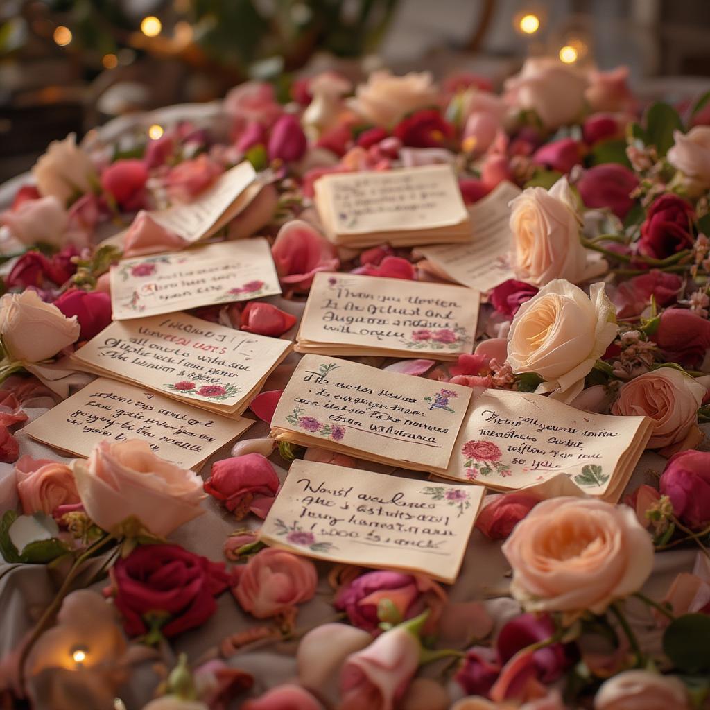 Examples of sexy quotes written on romantic notes, creating a passionate atmosphere.
