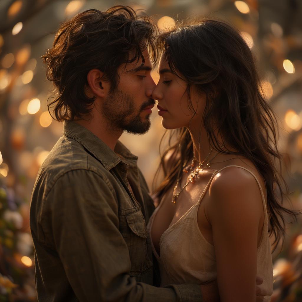 Couple whispering sweet nothings, sharing intimate and sexy quotes.