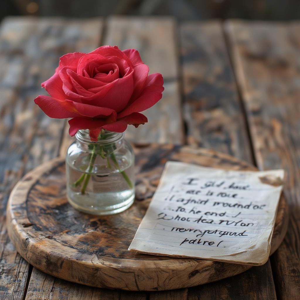 Single Rose and Love Message