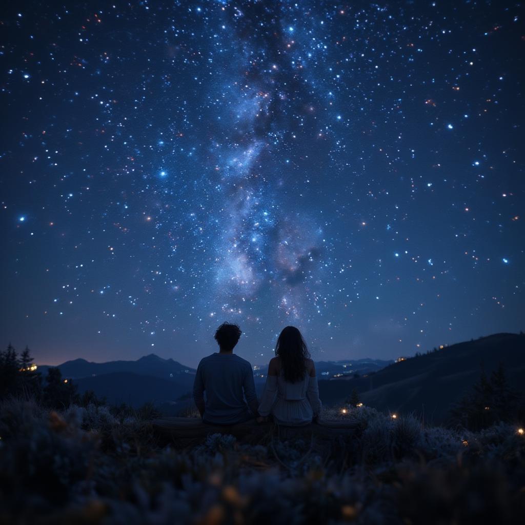 Couple stargazing, inspired by sky love quotes