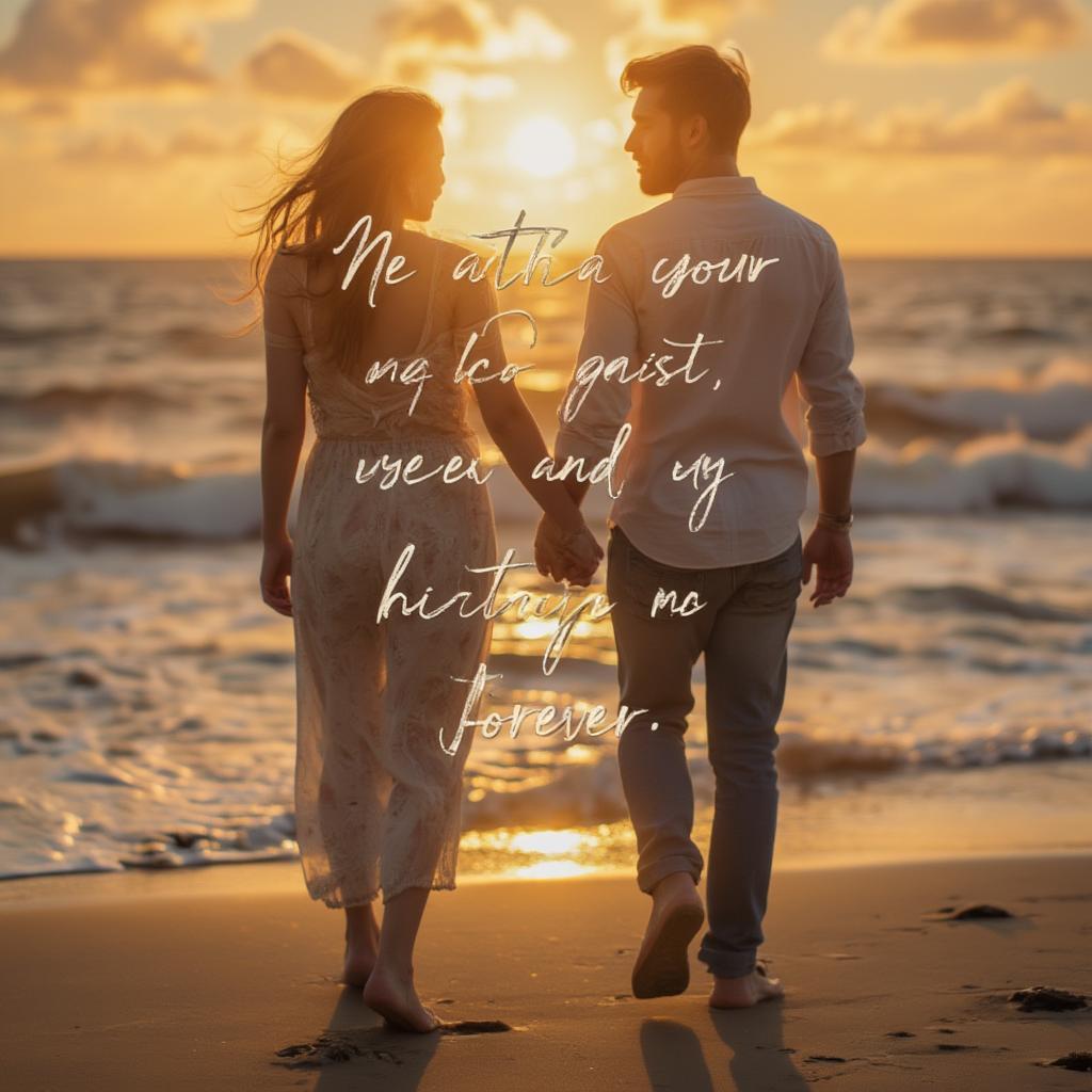 Couple holding hands with a small love quote overlay