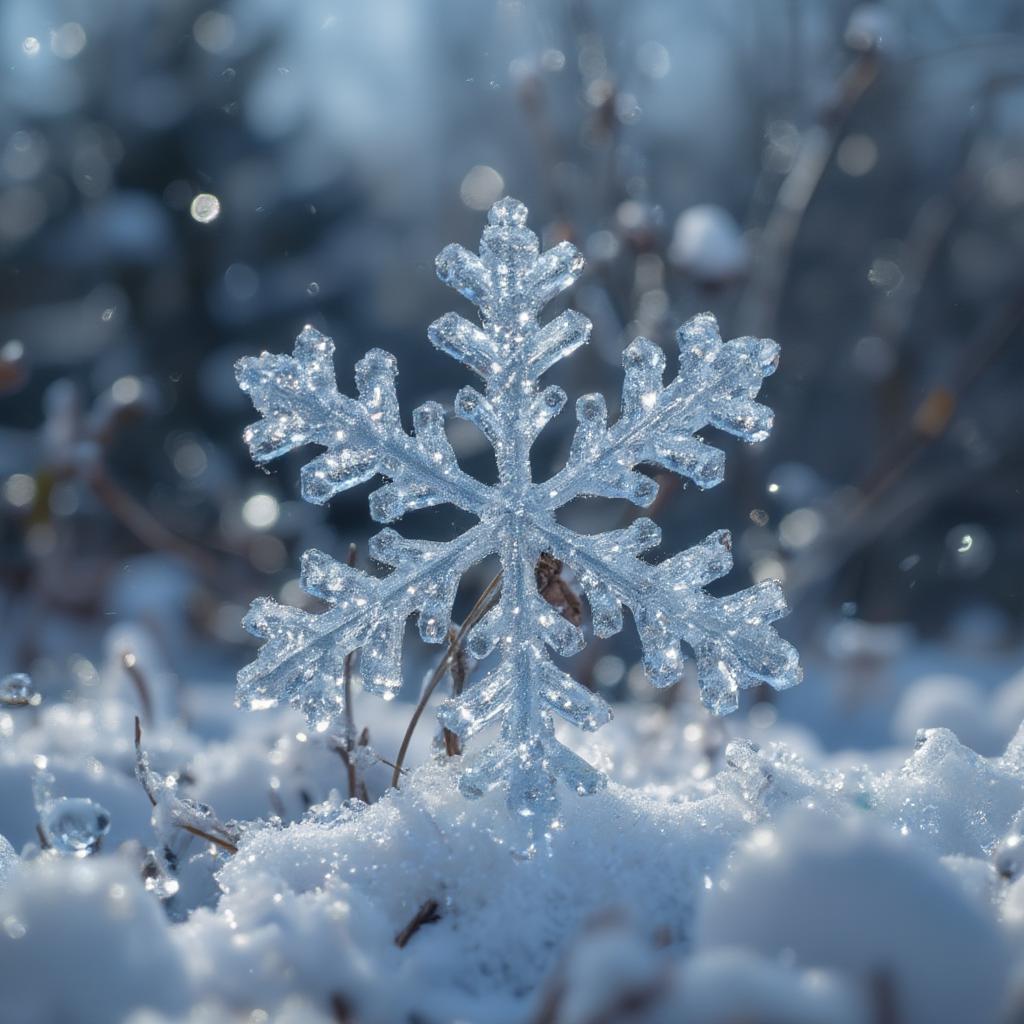 Close-up of a snowflake symbolizing winter love