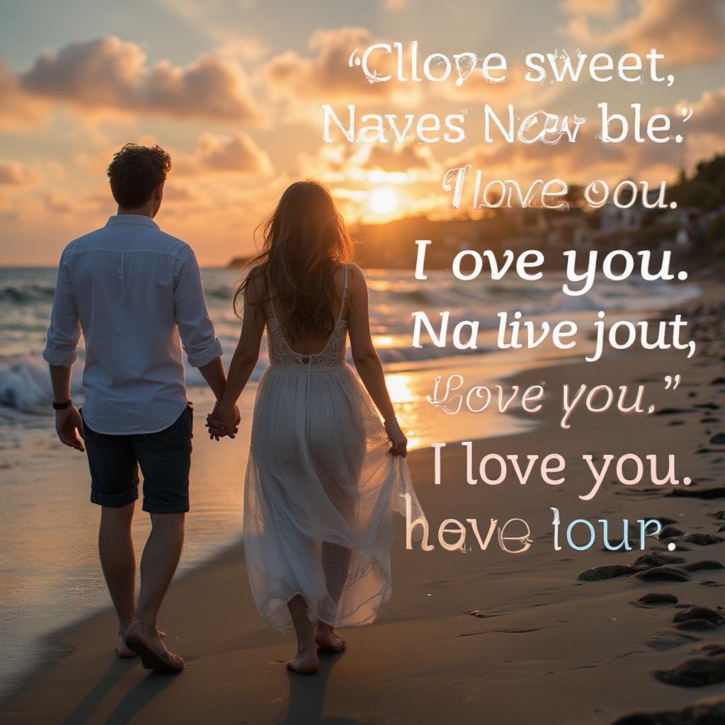 Holding Hands with Sweet Love Quotes Overlayed