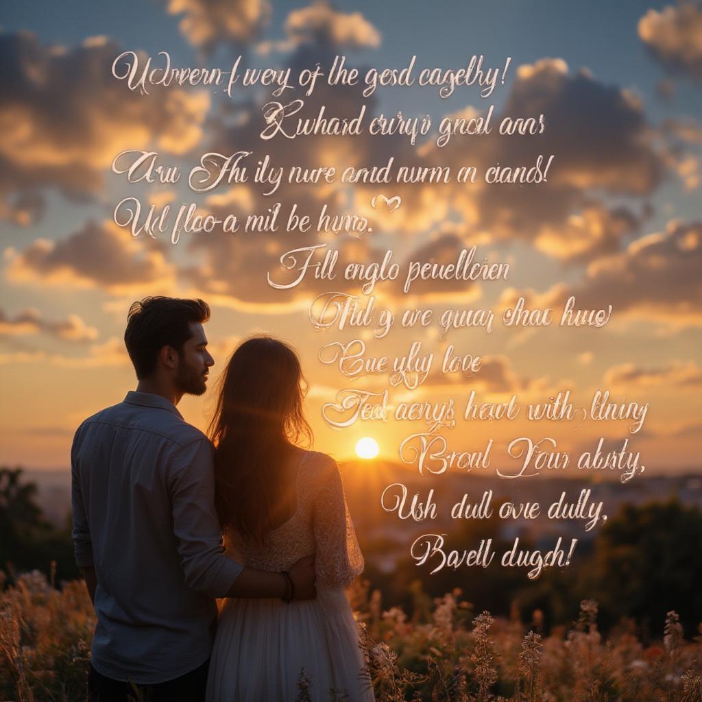 Romantic Telugu Love Quotes in a Scenic Background