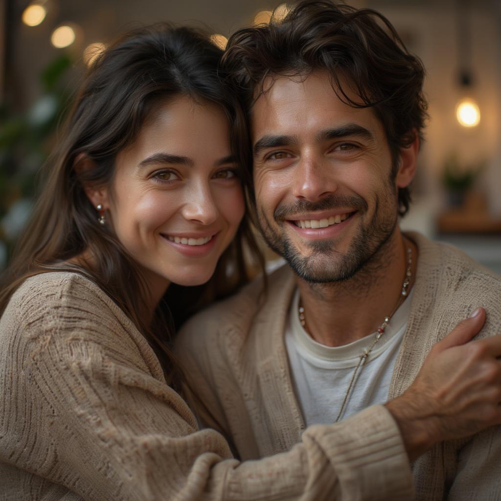 Couple embracing, conveying love and gratitude