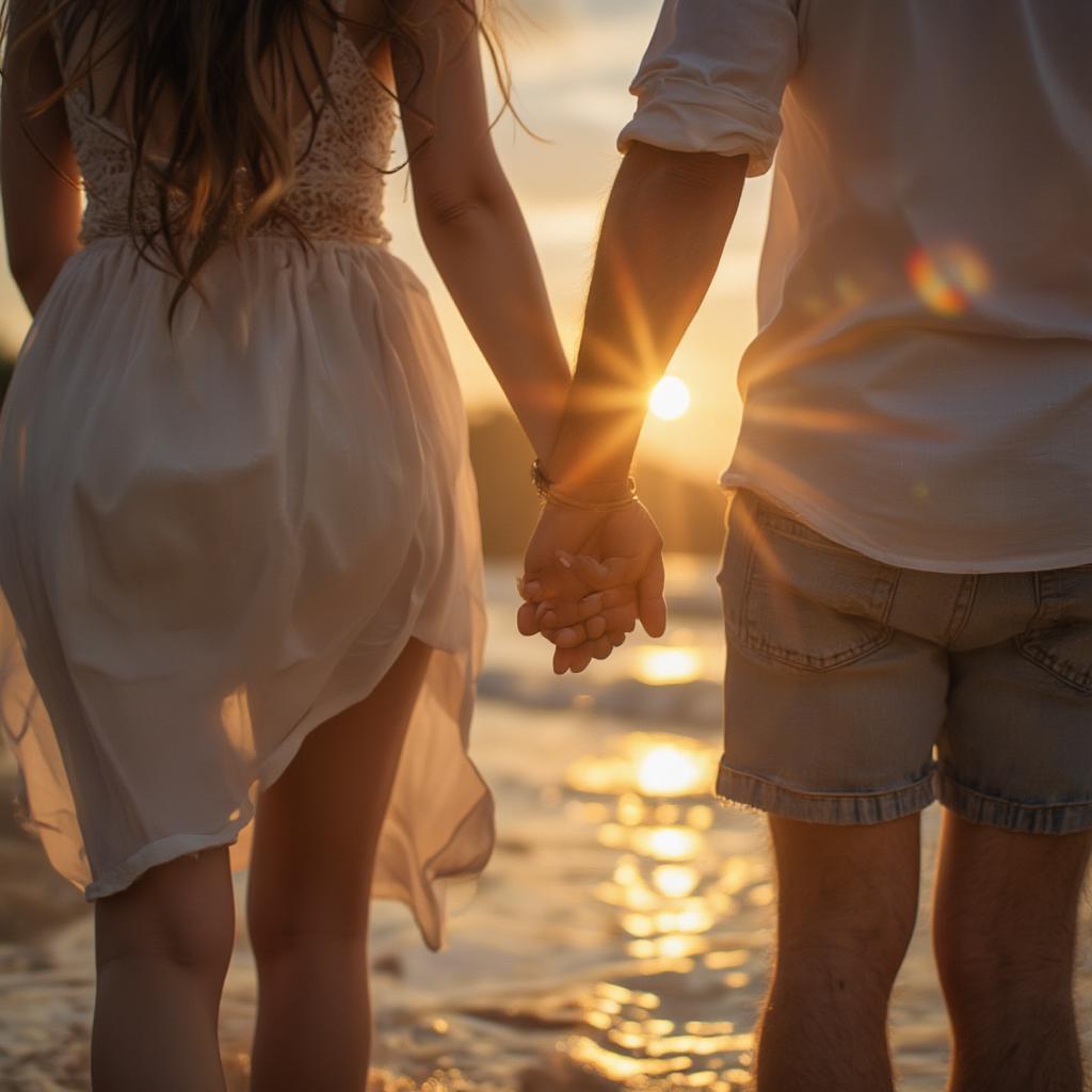 Couple holding hands, symbolizing love and gratitude