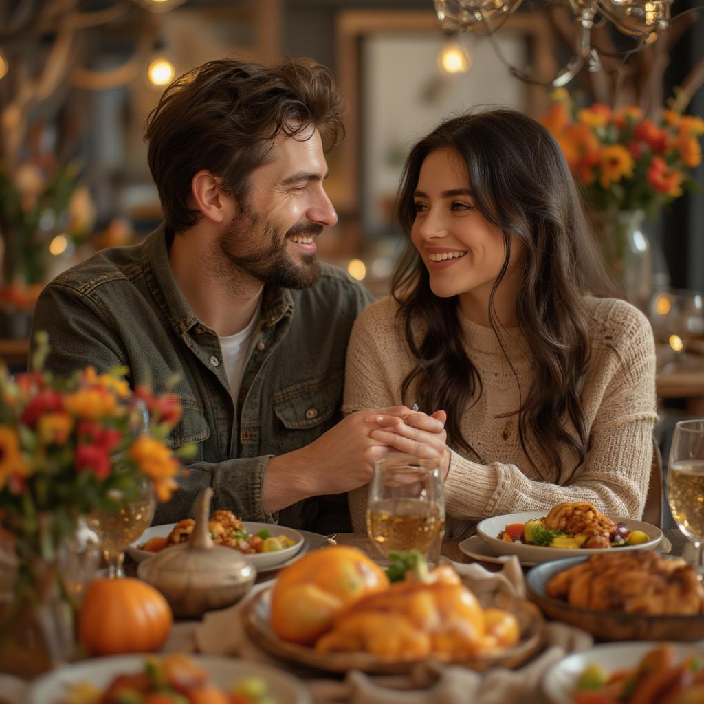 Couple Sharing a Loving Moment on Thanksgiving Day