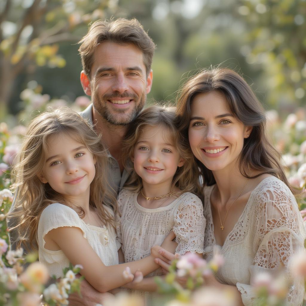 Three generations of a family posing for a photo