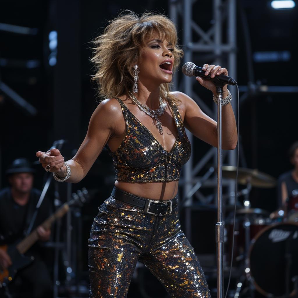 Tina Turner performing on stage