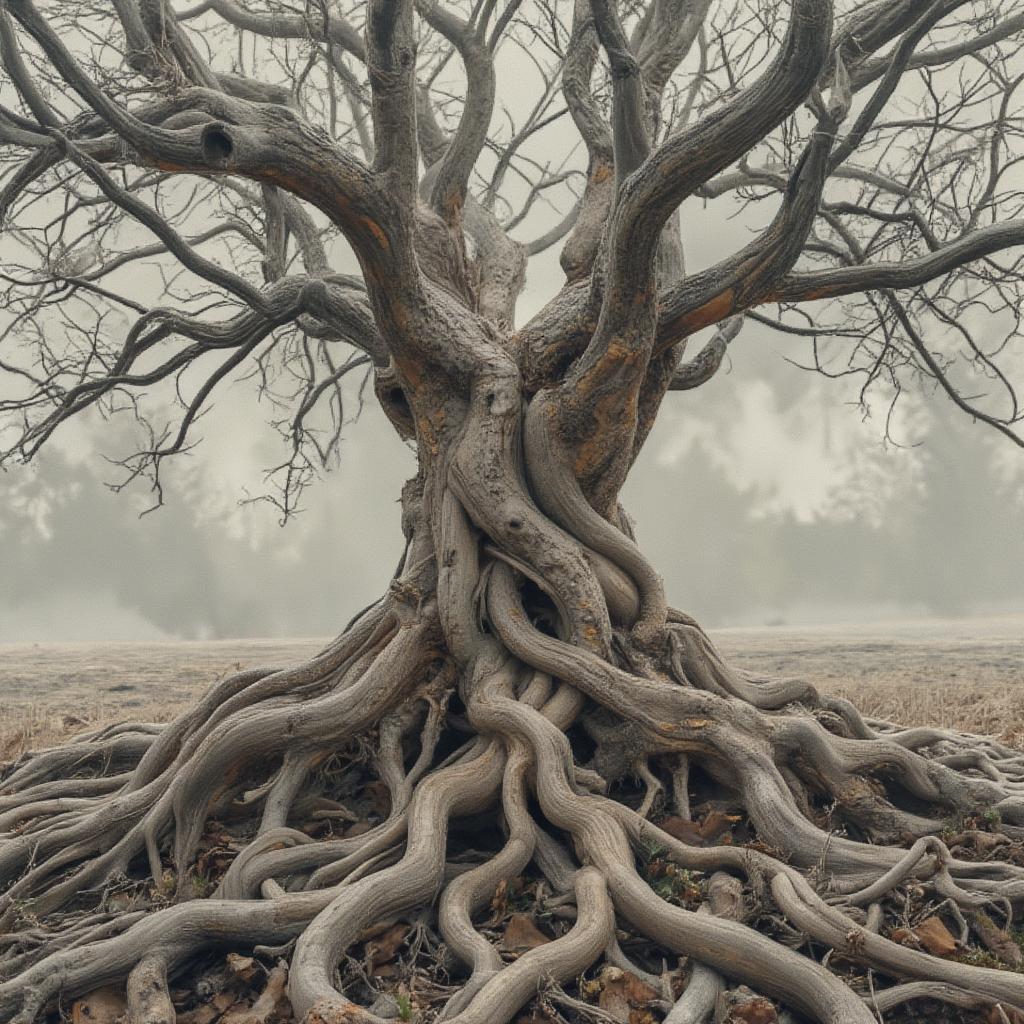 Intertwined tree roots symbolize a strong love connection