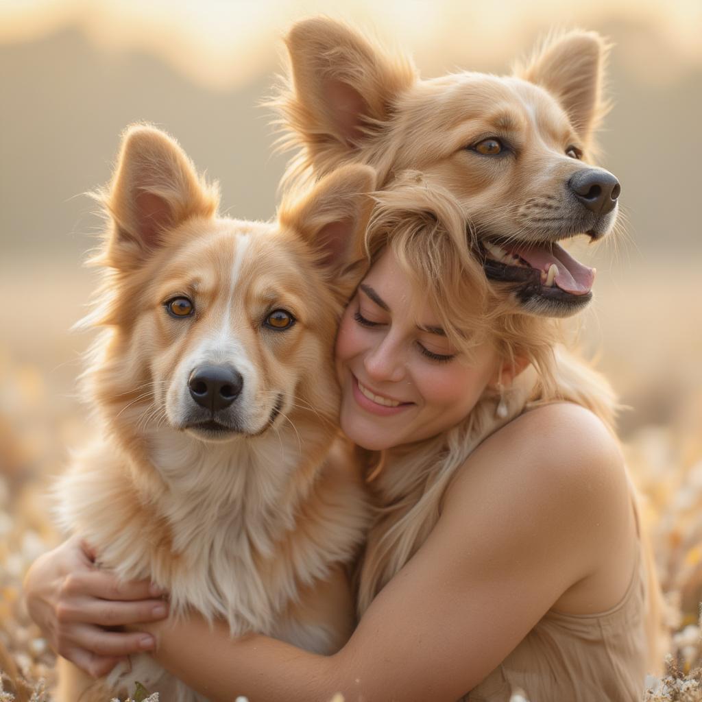 Banner image with a dog and owner embracing, showcasing unconditional love.