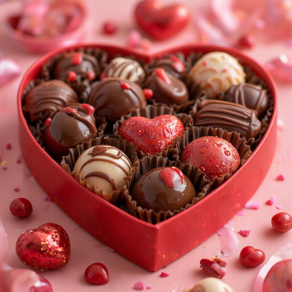 Heart-Shaped Chocolate Box on Valentine's Day