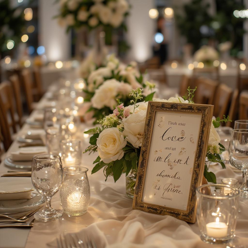 Wedding decor featuring love quotes