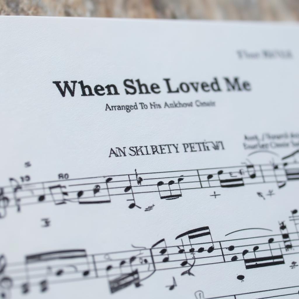 Sheet music for "When She Loved Me" SATB arrangement