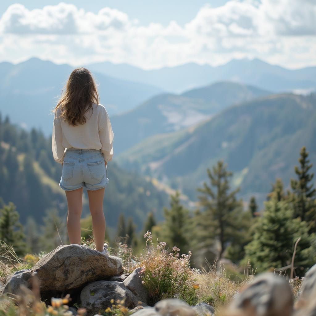 A woman hikes alone in nature, enjoying the peace and solitude.