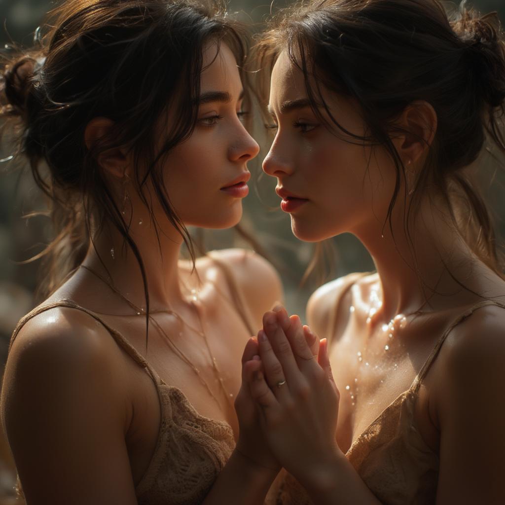 Two women holding hands, gazing into each other's eyes, symbolizing the deep connection found in same-sex relationships.