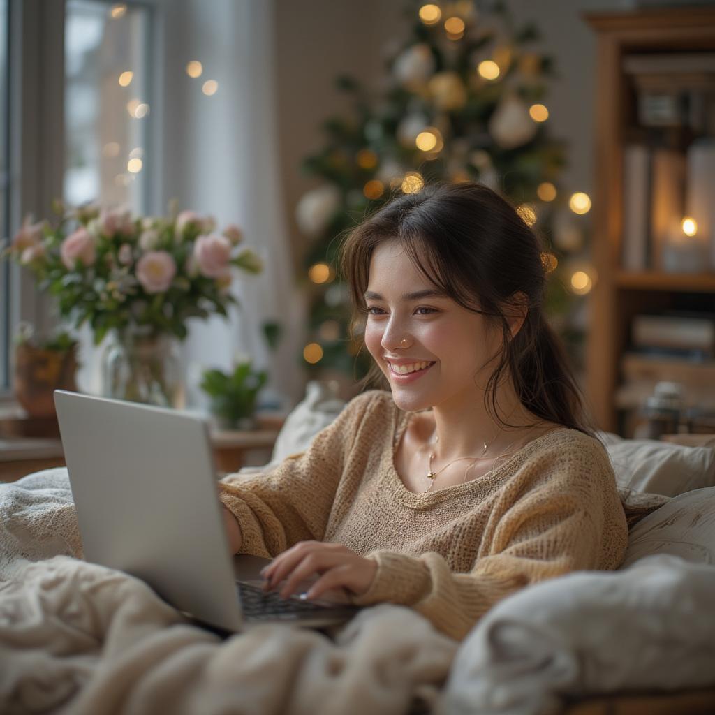 Woman Video Calling Partner Smiling - Long Distance Relationship