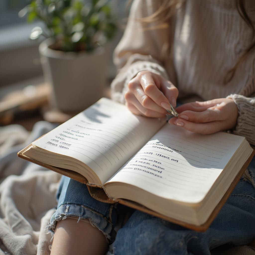 Woman Writing Affirmations in Journal