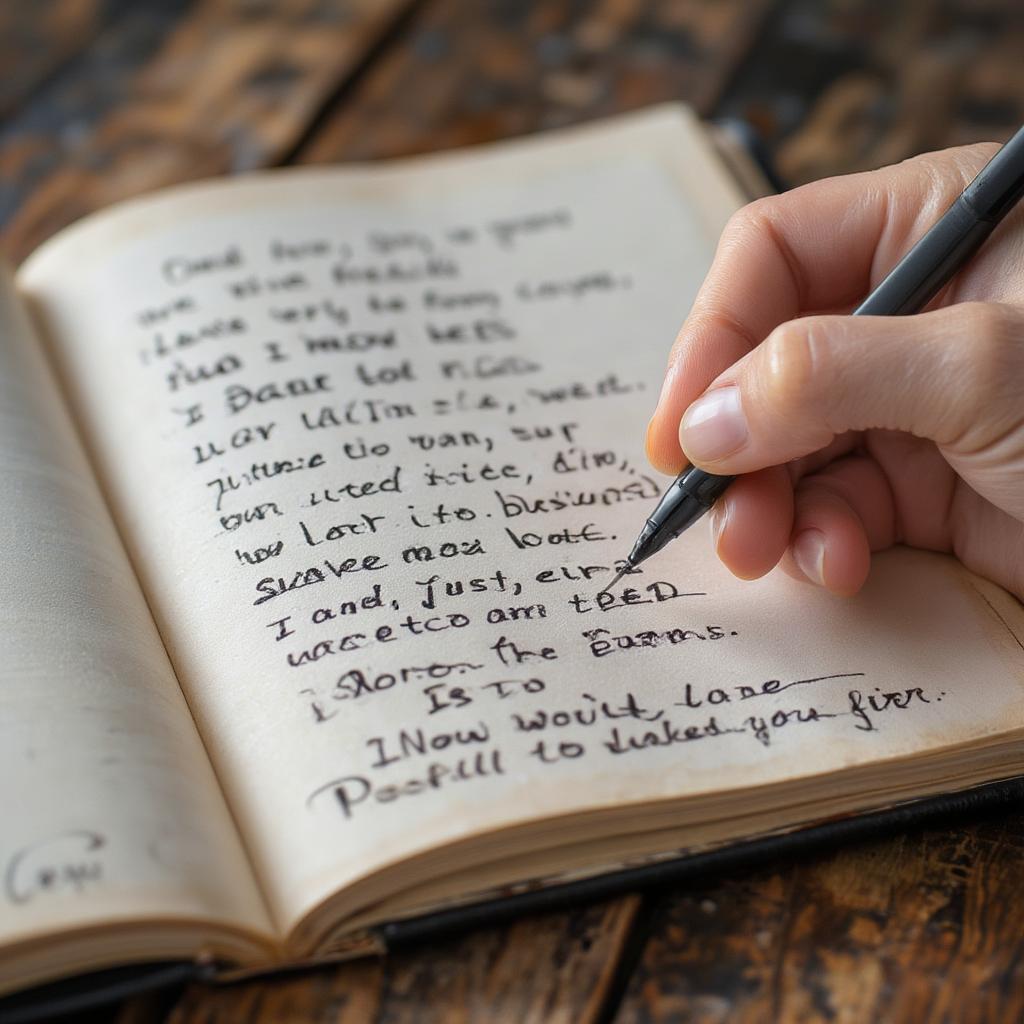 Writing Personal Love Quotes: A person writes personalized love quotes in a notebook, expressing their unique feelings.